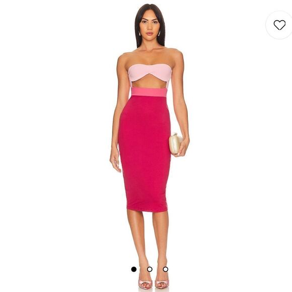 NWT Susana Monaco Colorblock Cutouts Tube Midi Dress Rosemary Large Revolve - Picture 1 of 13